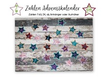 Stickserie - ITH Adventskalender Aufnäher & Anhänger Stern Zahlen